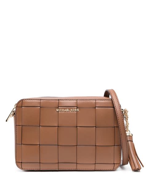 michael michael kors michael michael kors medium woven canteen crossbody|Michael Kors jet set bags.